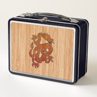 A Dragon in Bamboo style Metal Lunch Box
