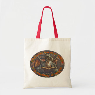 A dragon reading for learning and enjoyment. tote bag