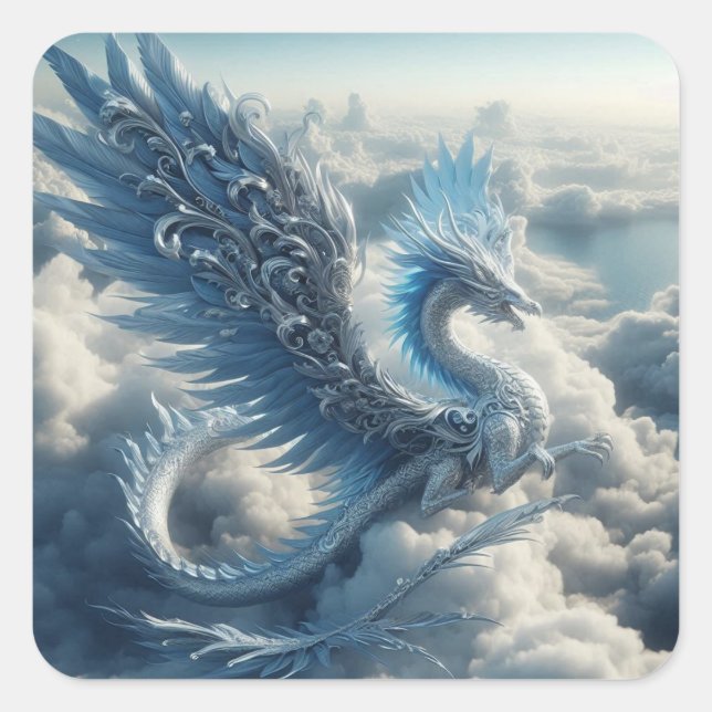 A Dragon Surrounded by Clouds  Square Sticker (Front)