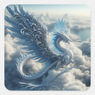A Dragon Surrounded by Clouds  Square Sticker