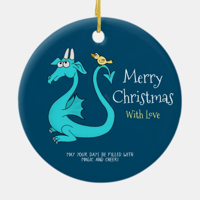 A Dragon With the Bird in the Tail Ceramic Tree Decoration (Back)