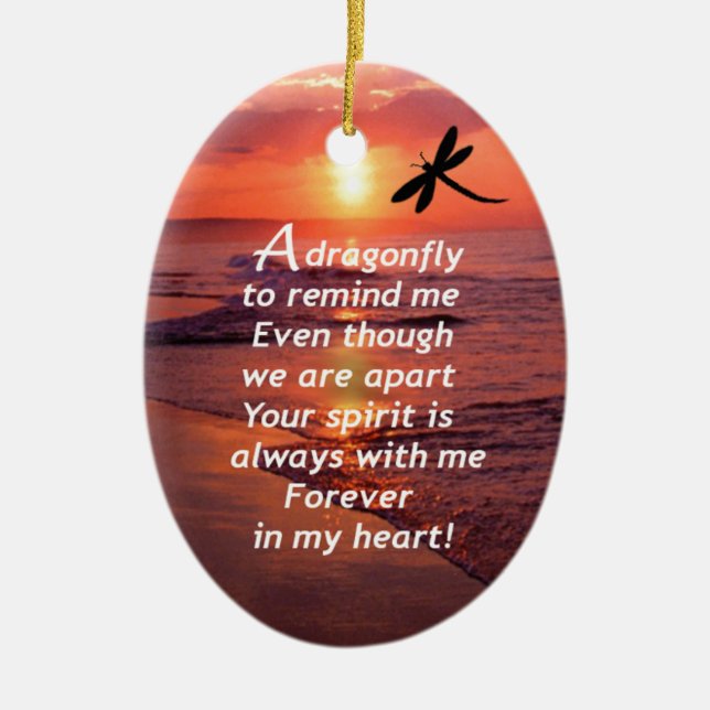 A Dragonfly to Remind Me Ceramic Tree Decoration (Front)