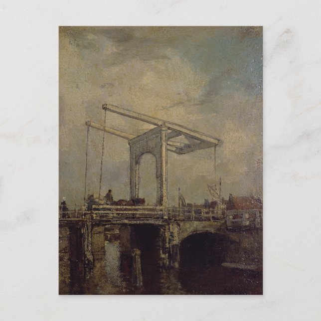 A Drawbridge in a Dutch Town, 1875 Postcard (Front)