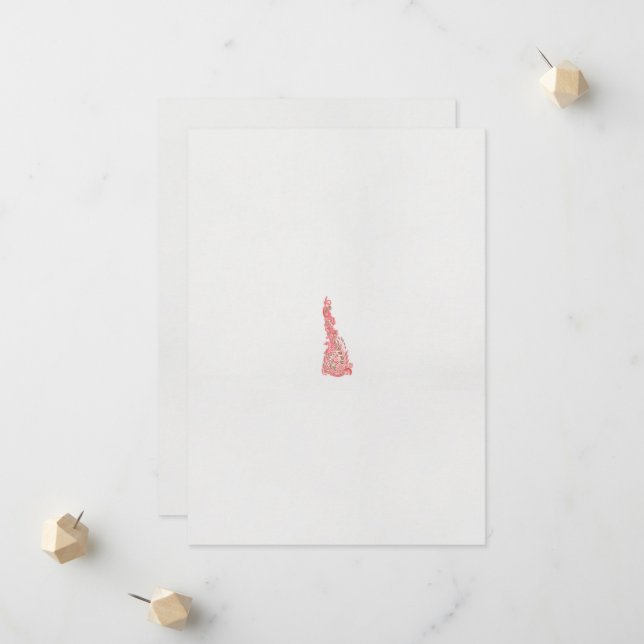 a drawing of a bird with flowers on it announcement (Front/Back In Situ)
