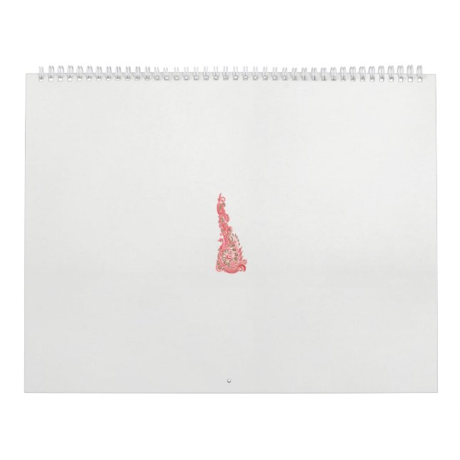 a drawing of a bird with flowers on it calendar (Cover)