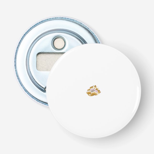 a drawing of a flower with pink and white petals bottle opener (Front)