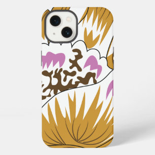a drawing of a flower with pink and white petals iPhone 13 case