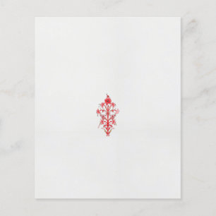 a drawing of a red flower and leaves on a white ba flyer