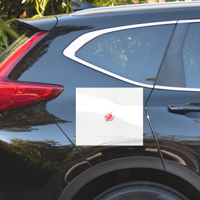 a drawing of a red flower on a white background (Car Side)