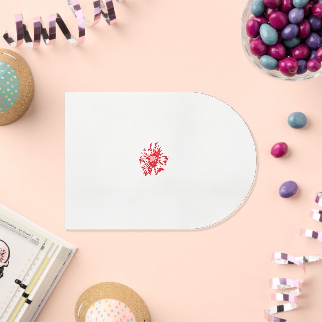 a drawing of a red flower on a white background acrylic invitations (Insitu (Celebration))