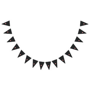 a drawing of a red flower on a white background bunting