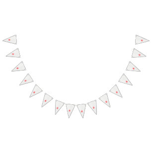 a drawing of a red flower on a white background bunting