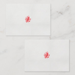 a drawing of a red flower on a white background place card