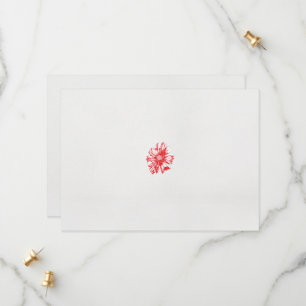 a drawing of a red flower on a white background save the date