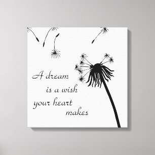 A Dream Is A Wish Your Heart Makes Dandelion Canvas Print