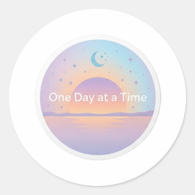 "A dreamy circular die-cut sticker design. In the  (Front)