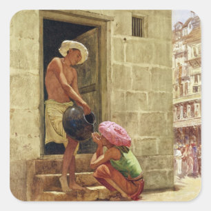 A Drink on the Way, 1876 (w/c on paper) Square Sticker