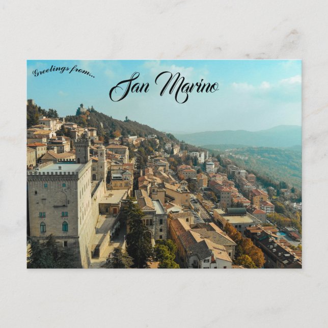 A Drone View of San Marino Postcard (Front)