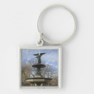 A dry winter Bethesda Fountain in Central Park Key Ring