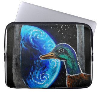 A duck sent into the outer space laptop sleeve