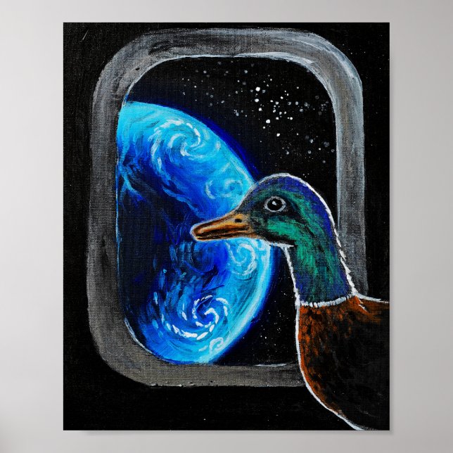 A duck sent into the outer space poster (Front)