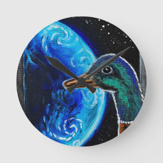 A duck sent into the outer space round clock