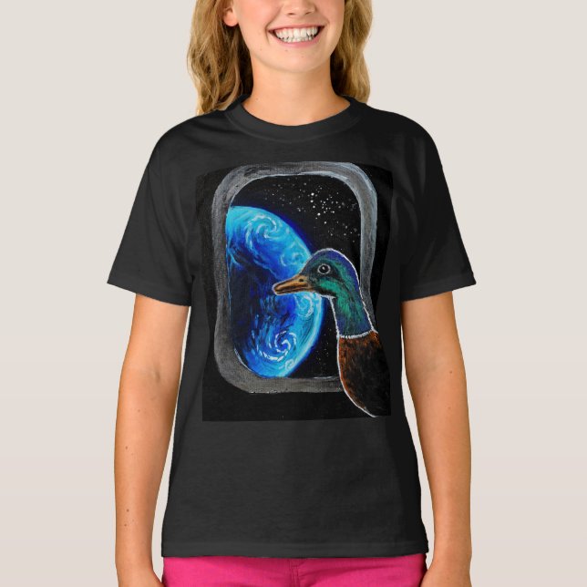 A duck sent into the outer space T-Shirt (Front)