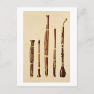 A dulcian, an oboe, a bassoon, an oboe da caccia a postcard