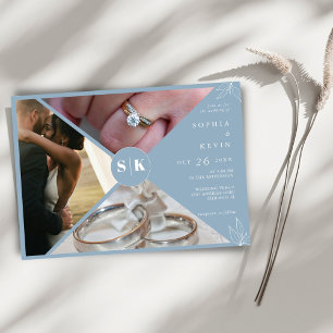 A Dusty Blue Minimalist Modern Photo Wedding Invitation