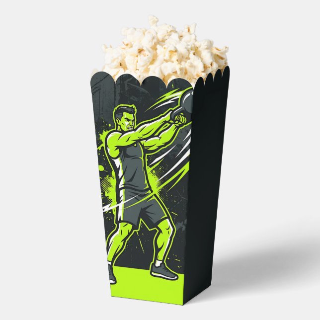 A dynamic neon green lineart illustration of a man favour box (Popped)