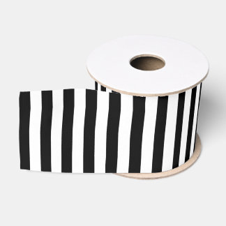 A Elegant Black and White Modern Stripes Grosgrain Ribbon