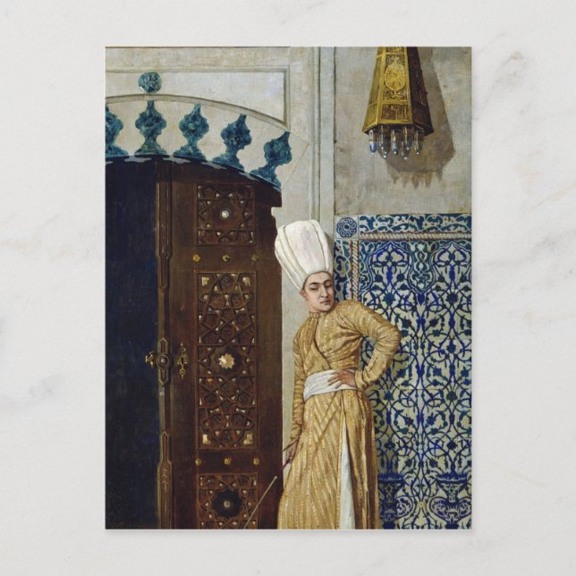 A eunuch before the door of the harem postcard (Front)