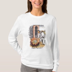 A European engaged in making a reliquary T-Shirt