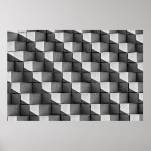 A face of the "Four Sided Pyramid" sculpture in th Poster