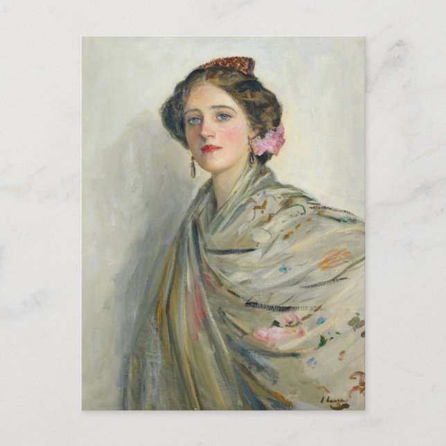 A Fair Spaniard, Mrs. Chowne | Sir John Lavery Postcard (Front)