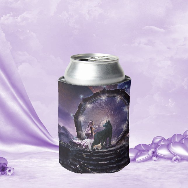 A fairy and a dark wolf  can cooler (Fairy and wolf)