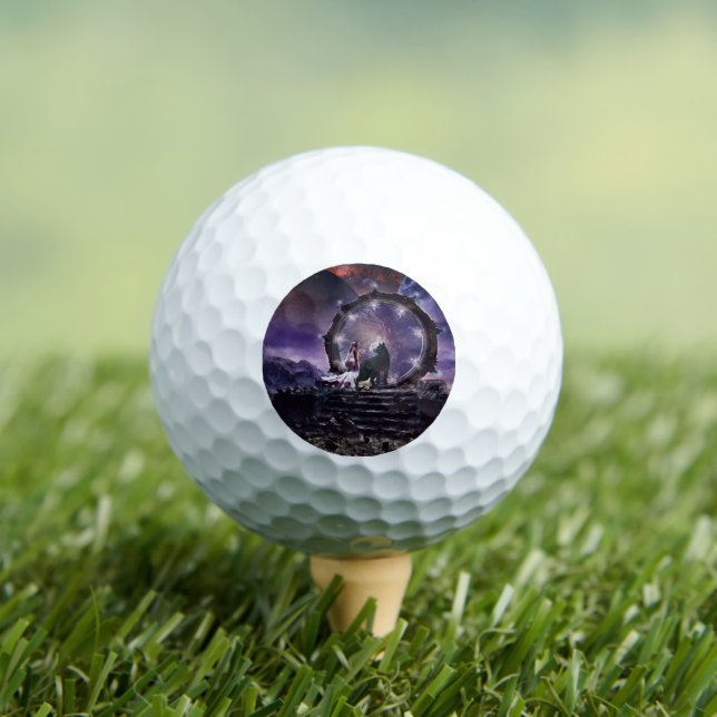 A fairy and a dark wolf  golf balls (Insitu Tee)