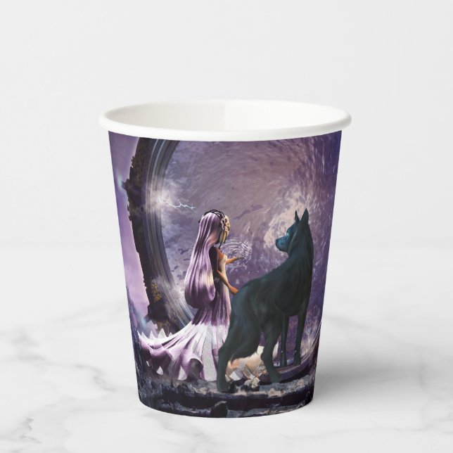 A fairy and a dark wolf  paper cups (Left)