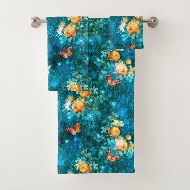 A Fairy in the Garden Series Design 11   Bath Towel Set (Insitu)