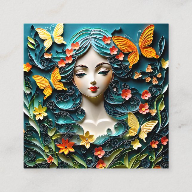 A fairy portrait might show a scene with swarms of square business card (Front)