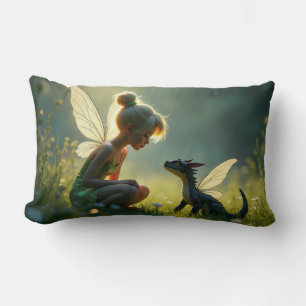 A Fairy Trains her dragon Lumbar Cushion