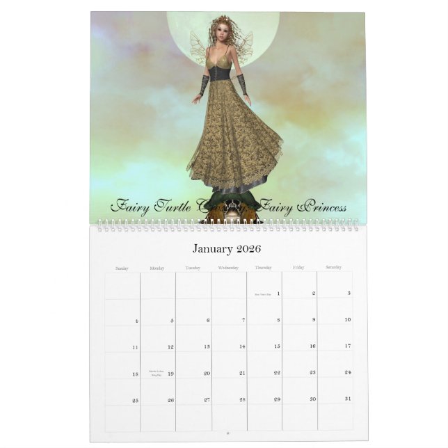 A Fairy Turtle Crossing Calender Calendar (Jan 2026)