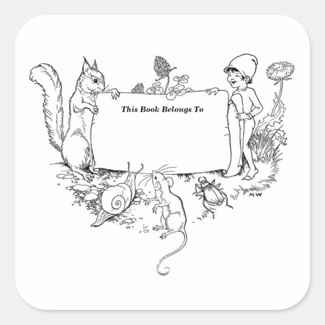 A fairy-world bookplate. square sticker (Front)