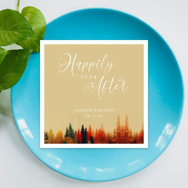 A Fairytale "Happily Ever After": Fall Wedding Napkin (A Fairytale "Happily Ever After": Fall Wedding Napkins)