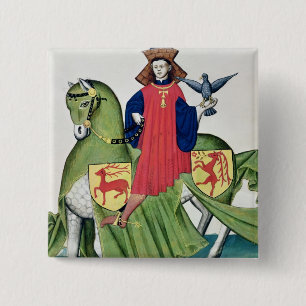 A Falconer, from Codex de Capodilista 15 Cm Square Badge