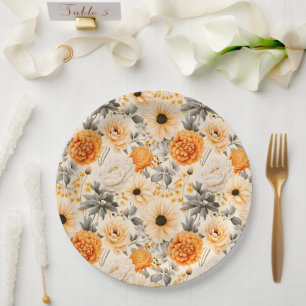 A Fall Floral Series Design 1 Paper Plate