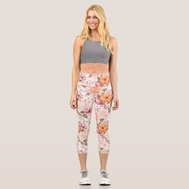 A Fall Floral Series Design 2 Capri Leggings (Front)
