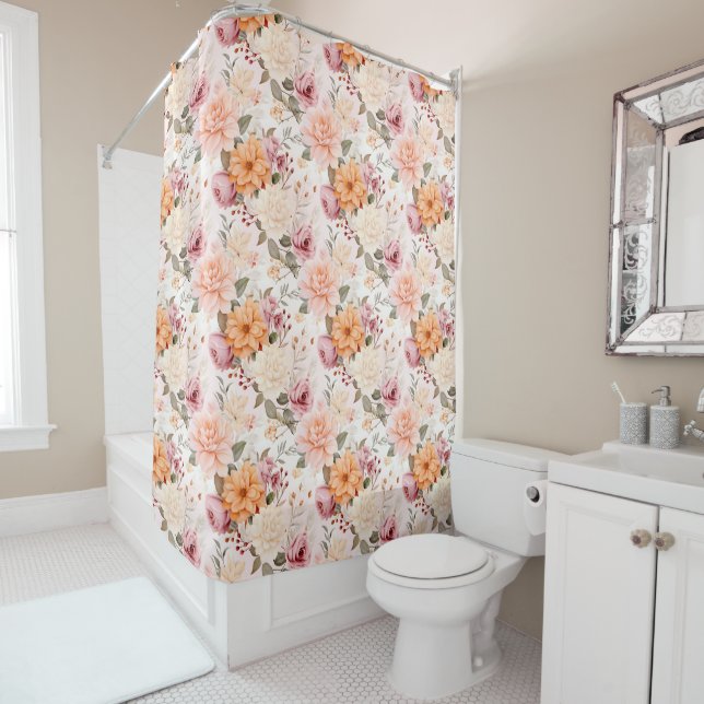 A Fall Floral Series Design 2 Shower Curtain (In Situ)