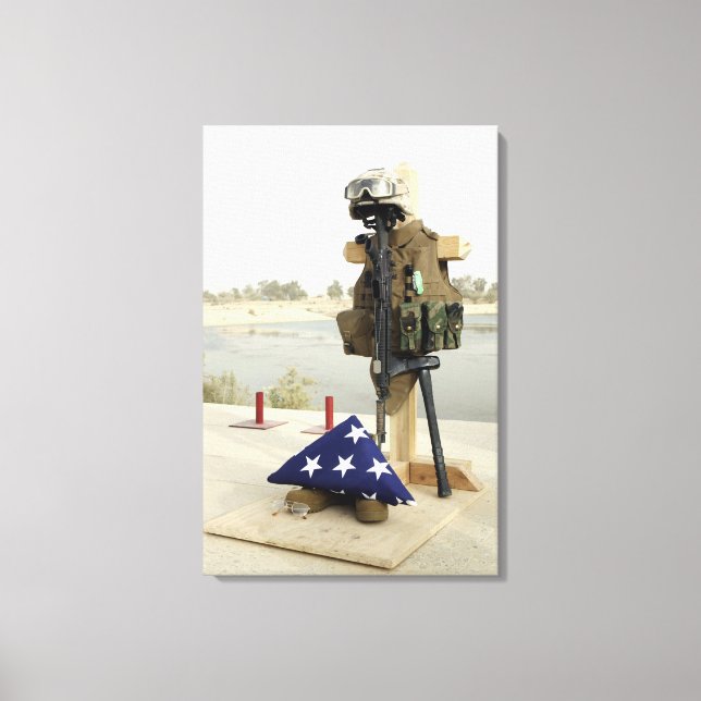 A fallen soldiers gear display canvas print (Front)