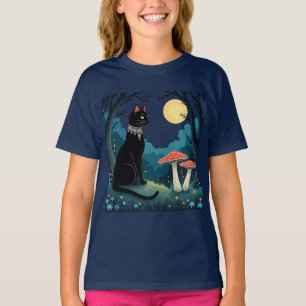 A Familiar Black Cat And Toadstools Halloween 1 T-Shirt